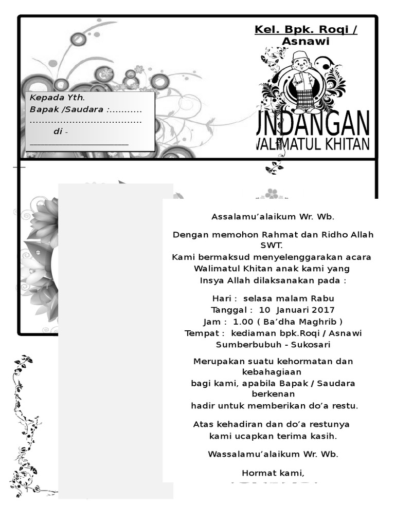 Undangan Walimatul Khitan