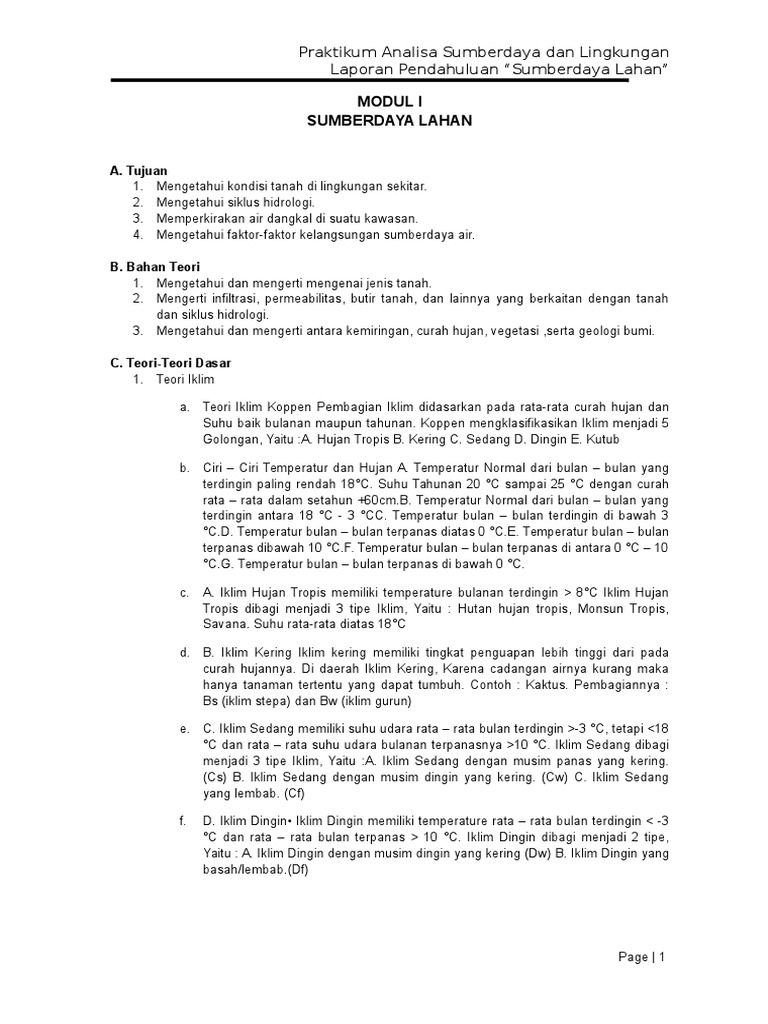 Analisis Sumberdaya Lahan dan Iklim | PDF
