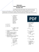 Mathematics First Periodical Examination December 2016