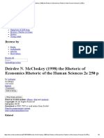 Deirdre N. Mccloskey (1998) The Rhetoric of Economics Rhetoric of The Human Sciences 2E 250 P