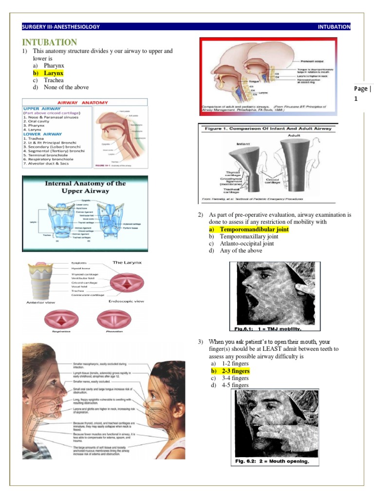 Intubation Techniques in Anesthesiology | PDF | Medicine | Respiratory ...