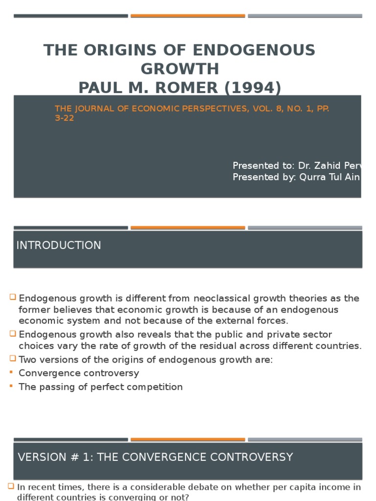 Origins of Endogenous Growth Theory | PDF | Economic Growth | Economic ...