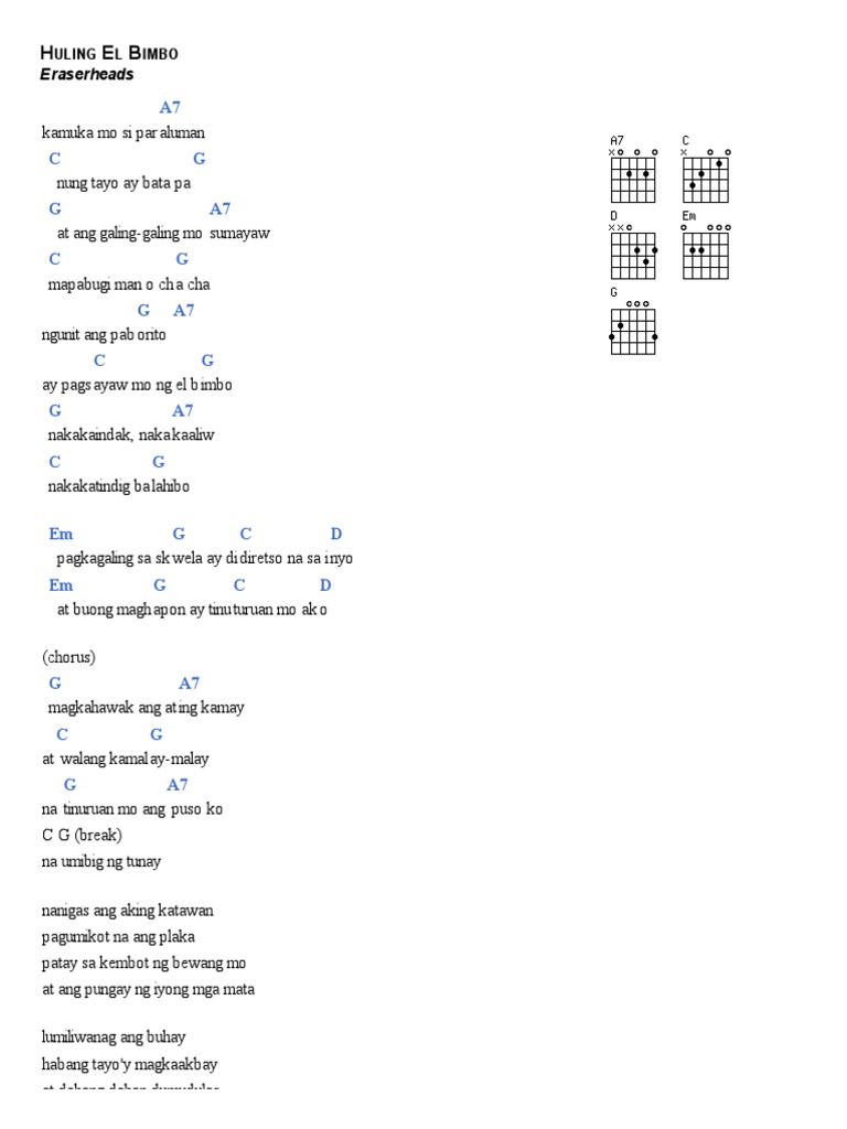 Huling El Bimbo Chords PDF