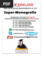 R$350,00 POR QUALQUER TCC E MONOGRAFIA