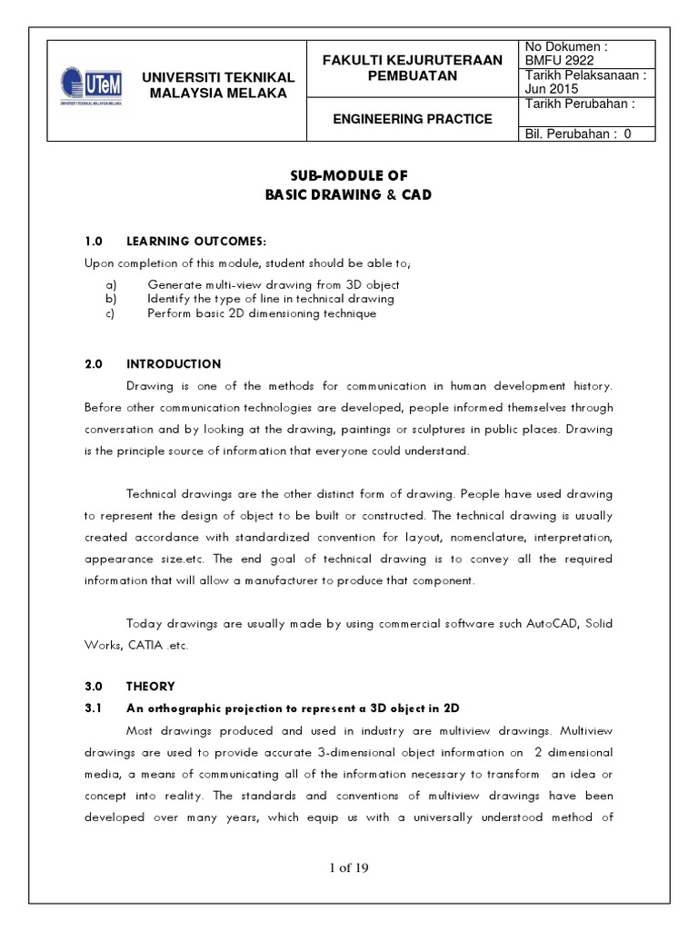Sub-Module of Basic Drawing & Cad: Universiti Teknikal Malaysia Melaka ...