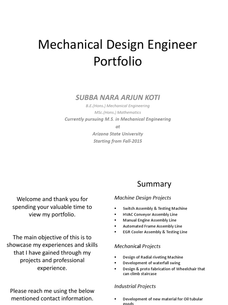 My Portfolio MB | PDF | Machines | Mechanical Engineering