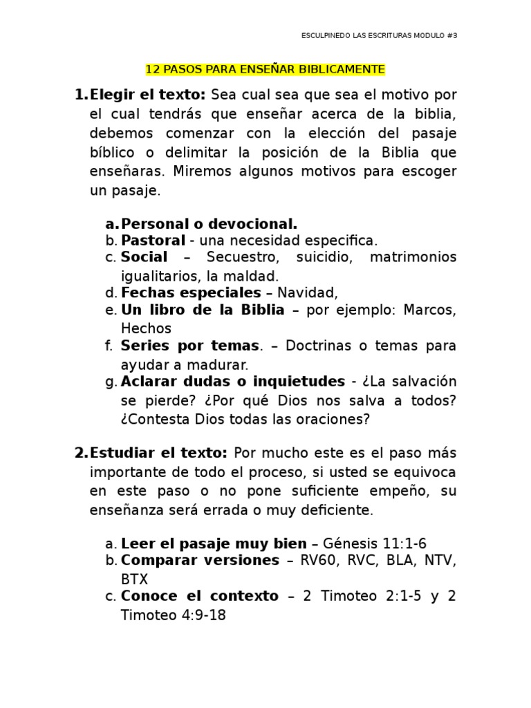 12 Pasos para Enseñar la Biblia | PDF | calvinismo | Biblia
