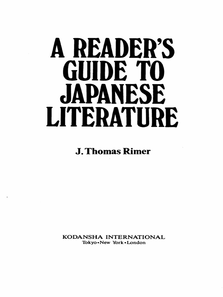 A Reader's Guide To Japanese Literature PDF