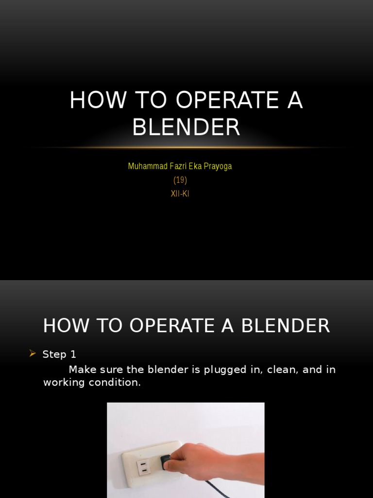 HOW TO OPERATE A BLENDER FZ PDF