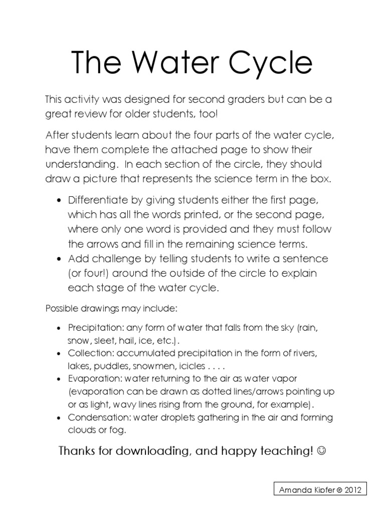 Water Cycle Handout PDF