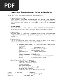Important Terminology in Sociolinguistics