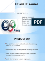 Product Mix of Amway: Presented By:-Gajanan Deshmukh Parita Chheda Sonam Jain Kritika Jain Animesh Amal