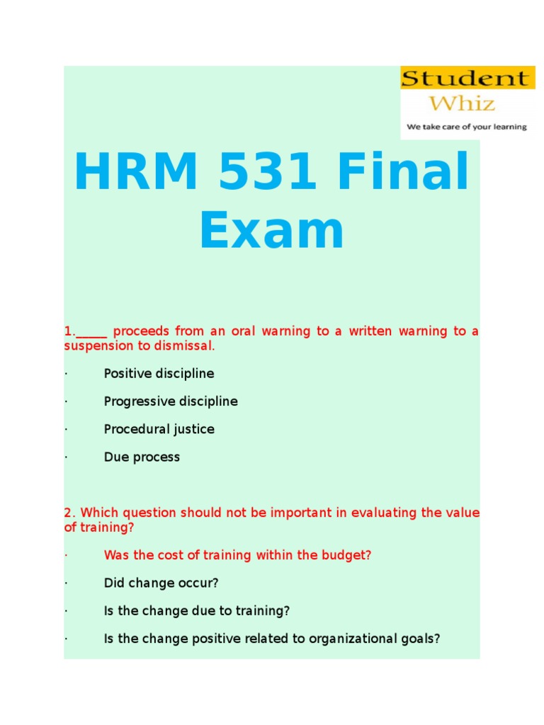 Hrm 531 final exam essay example 08 picture