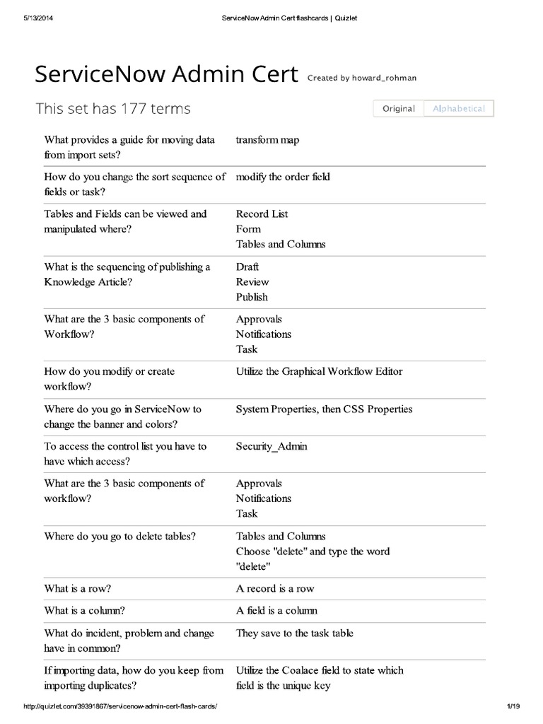 ServiceNow Admin Cert Flashcards Quizlet PDF