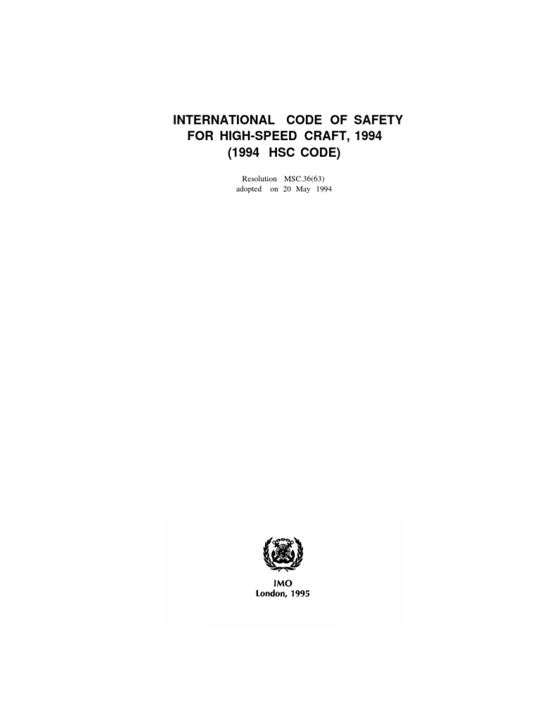 High Speed Craft Safety Code 1994 | PDF | Safety | Ships