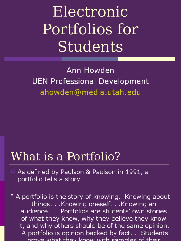 Electronic Portfolios for Students Guide | PDF | Educational Assessment ...