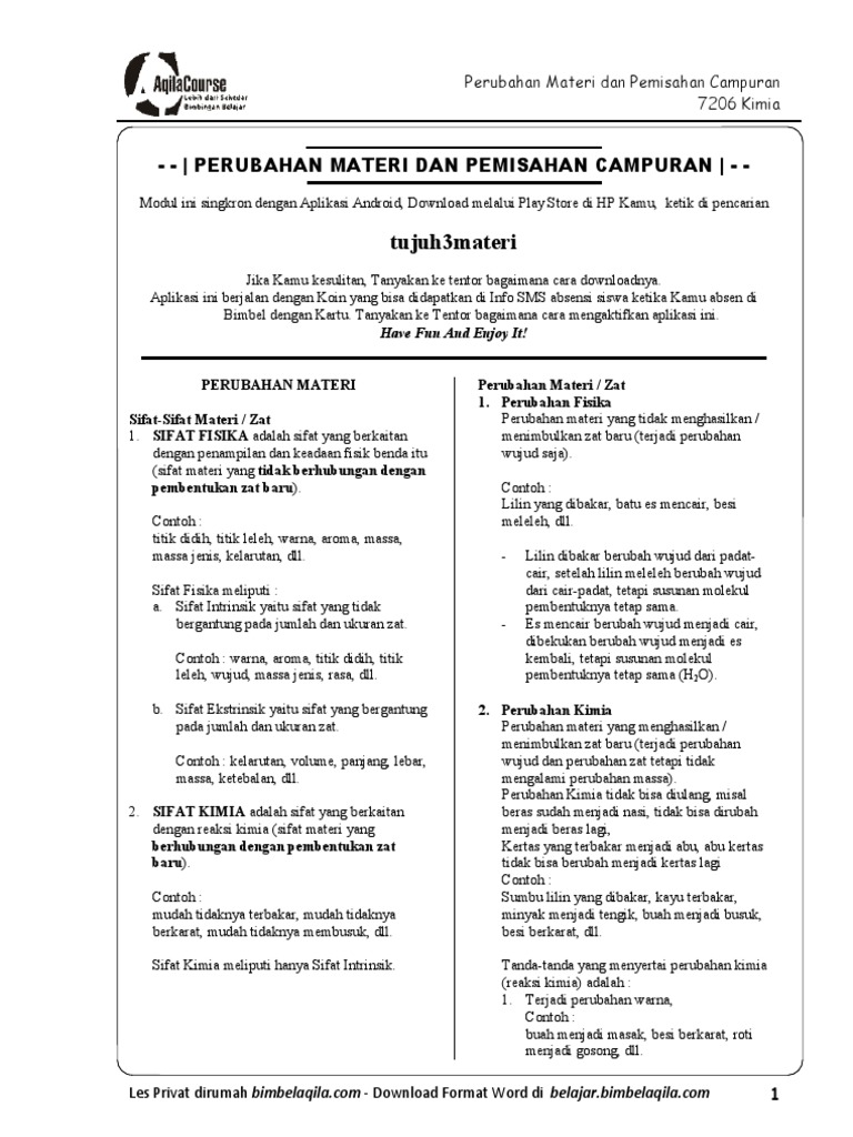 Contoh Soal Kimia Pemisahan Campuran Guru Paud