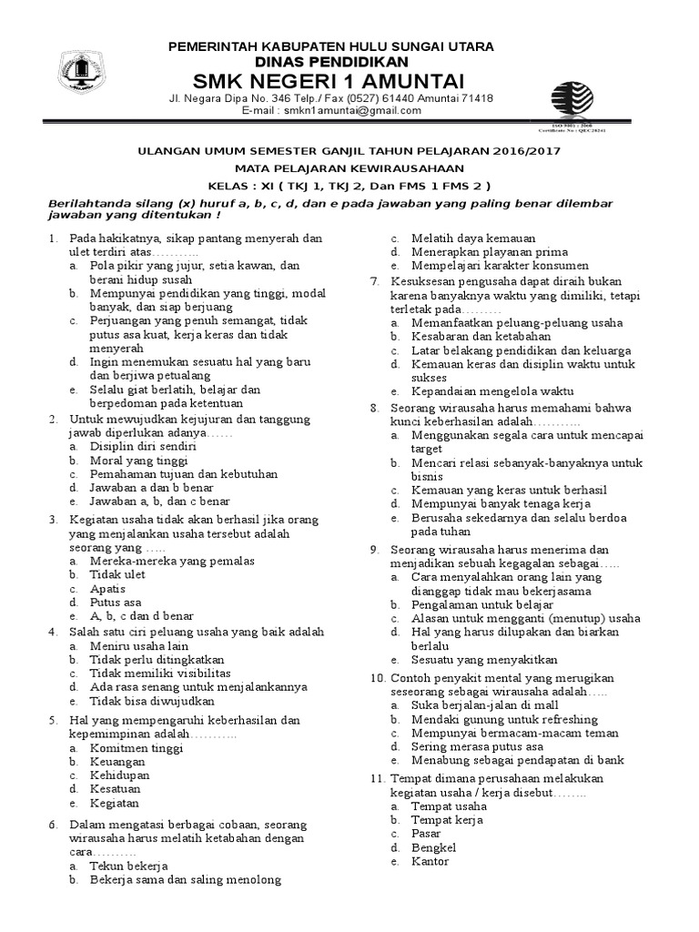 Soal Kwu Kelas Xi Pdf