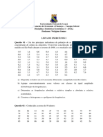 Lista de Exercícios I - Estatística - 2014.2