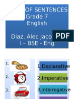 Types of Sentences Grade 7 English Diaz, Alec Jacob B. I - Bse - Eng
