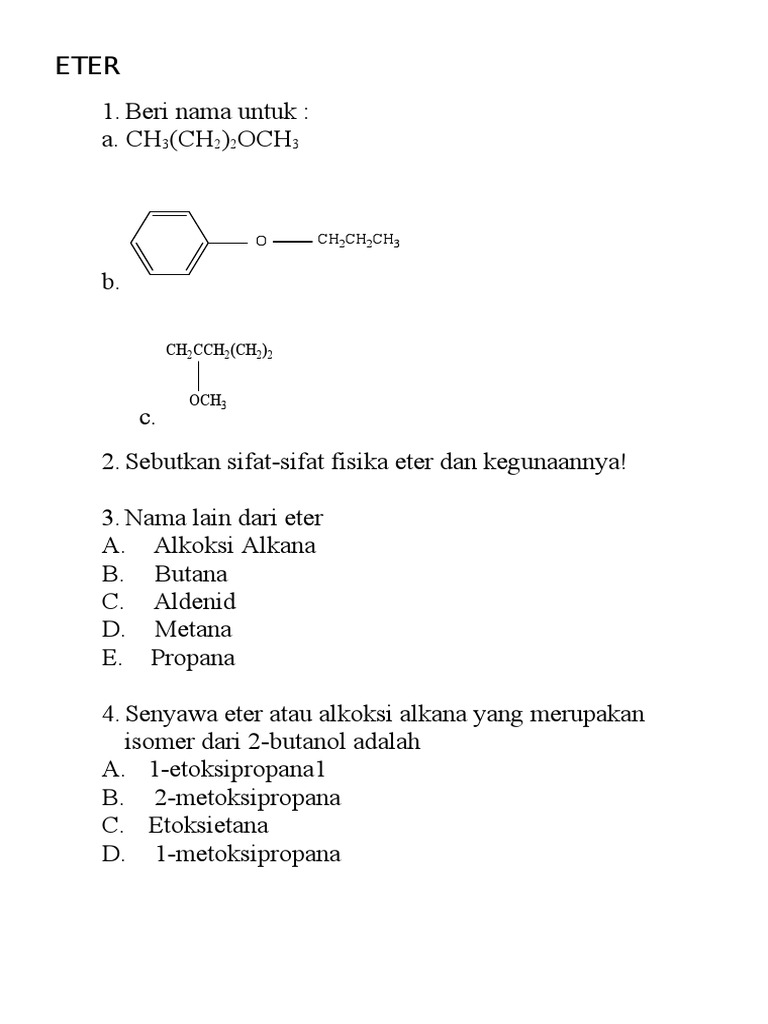 Soal Eter Aldehid Keton