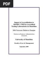 Download The Impact of Accreditation to ISOIEC 17025 in Testing Laboratories in Mauritius by fayiz SN33578498 doc pdf