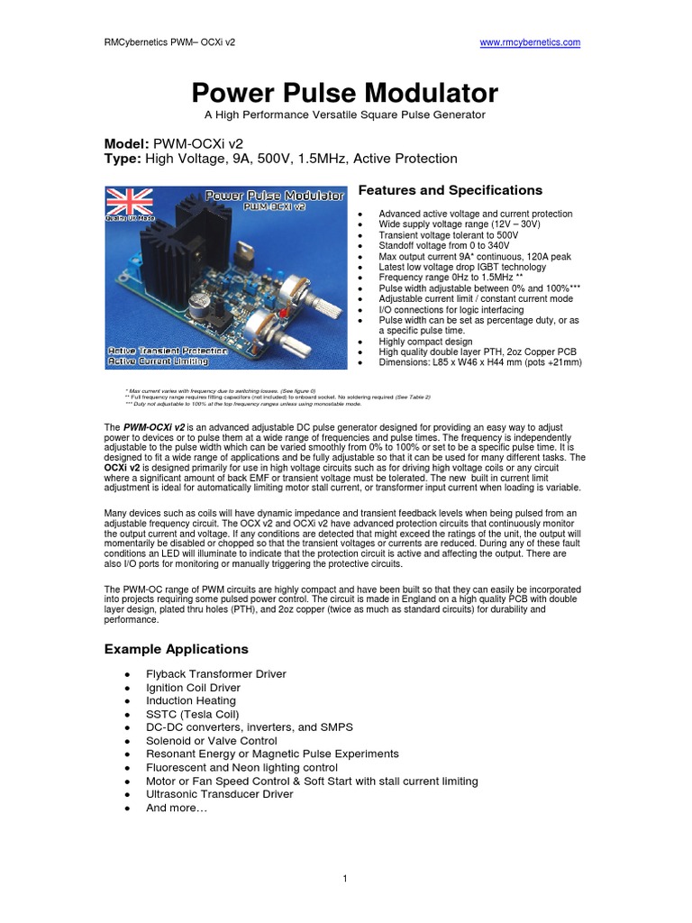 PWM-OCXi v2 Power Modulator Overview | PDF | Power Supply | Capacitor