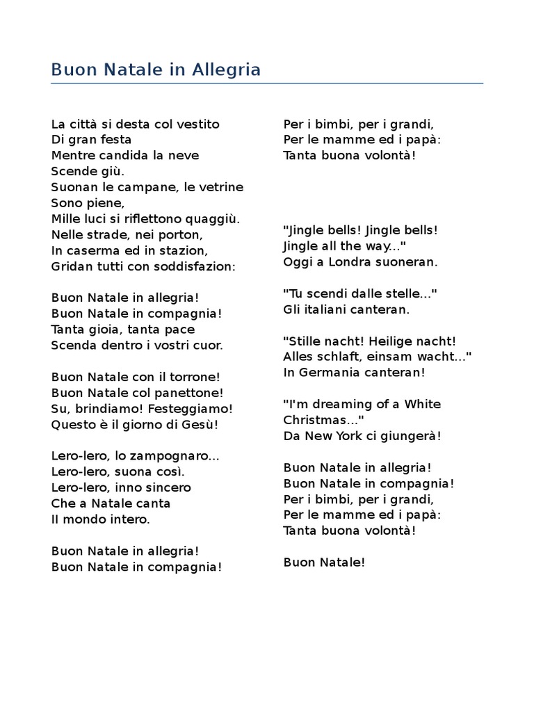 Buon Natale Lyrics In Italian.Testo Buon Natale In Allegria