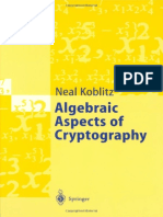 Neal Koblitz Algebraic Aspects of Cryptography Algorithms and Computation in Mathematics PDF