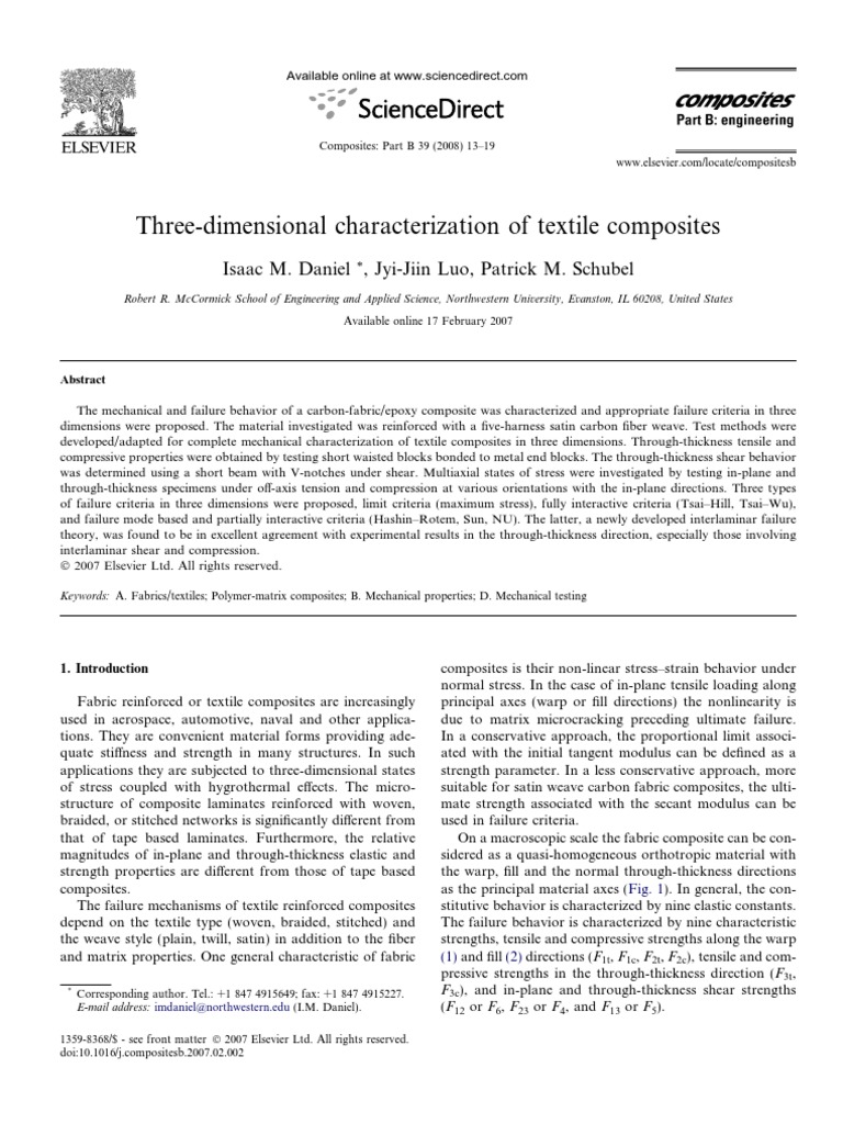 Three-Dimensional Characterization of Textile Composites | PDF