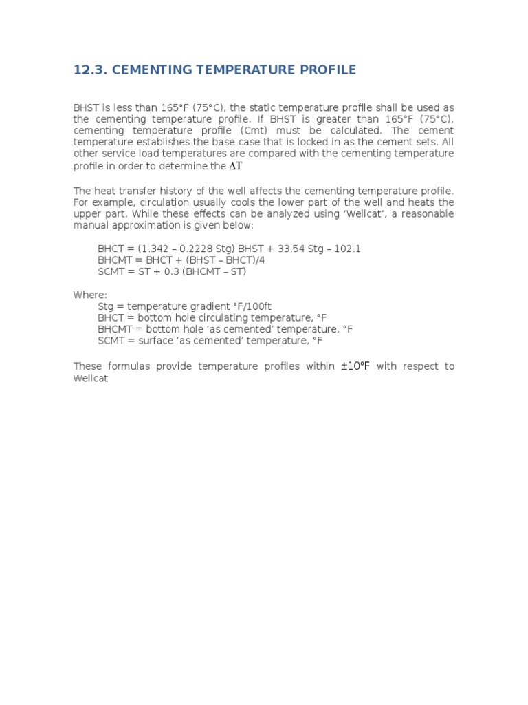 Cementing Temperature Profile Guide | PDF | Technology & Engineering