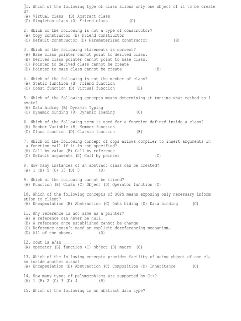 C++ Multichoice Questions by Saurav Singh Naruka | PDF | C (Programming ...