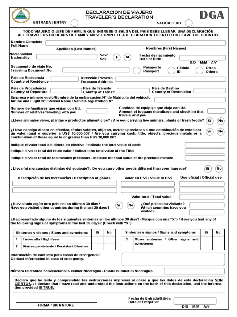 150919-Declaración Del Viajero | aduana | Business