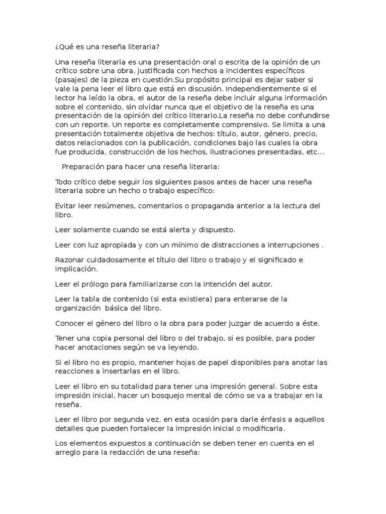 Guía para escribir reseñas literarias | PDF | Lectura (proceso) | Autor