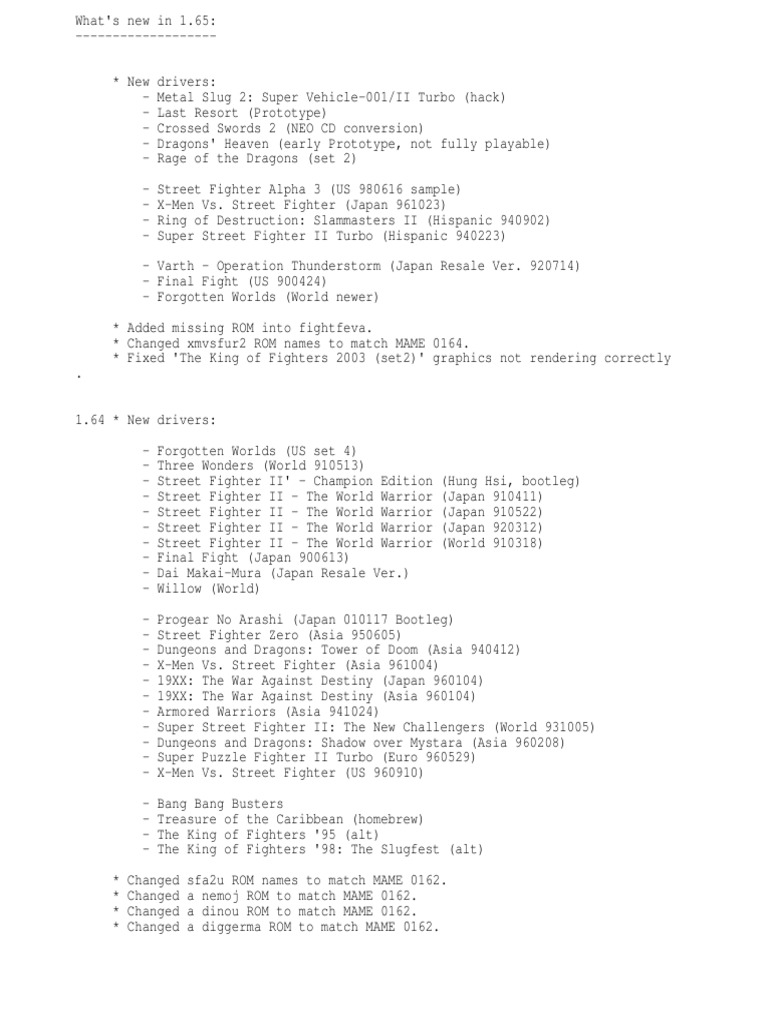 MAME 1.65 Update: New Drivers & Fixes | PDF | Command Line Interface ...