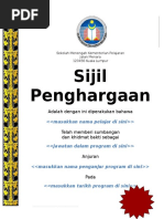 Contoh Sijil Penghargaan