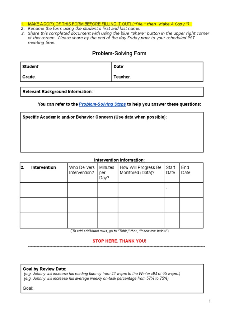 Student Problem-Solving Form Guide | PDF | Social Science