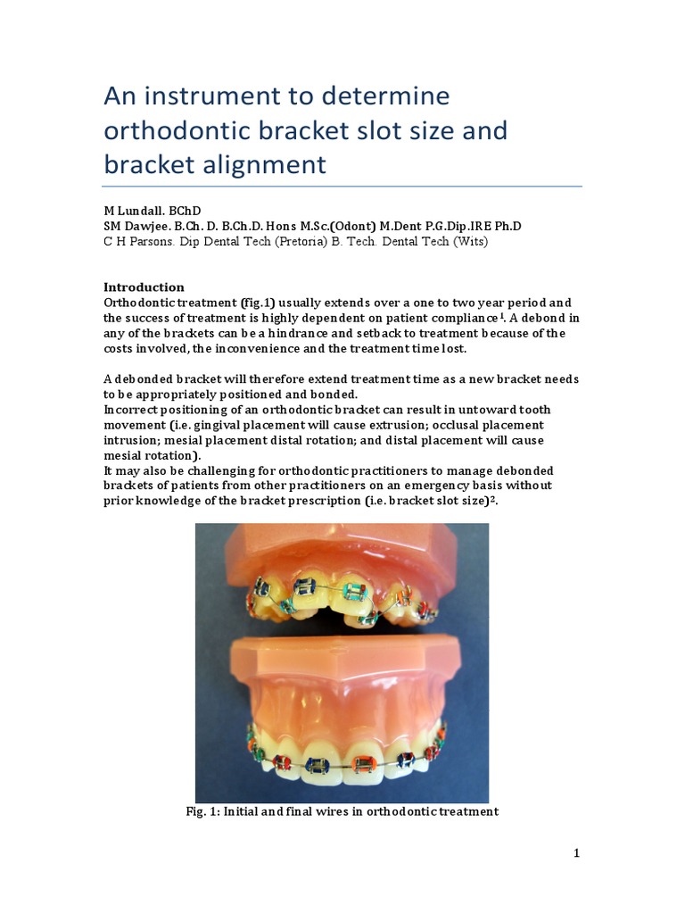 An Instrument to Determine Orthodontic Bracket Slot Size and Bracket