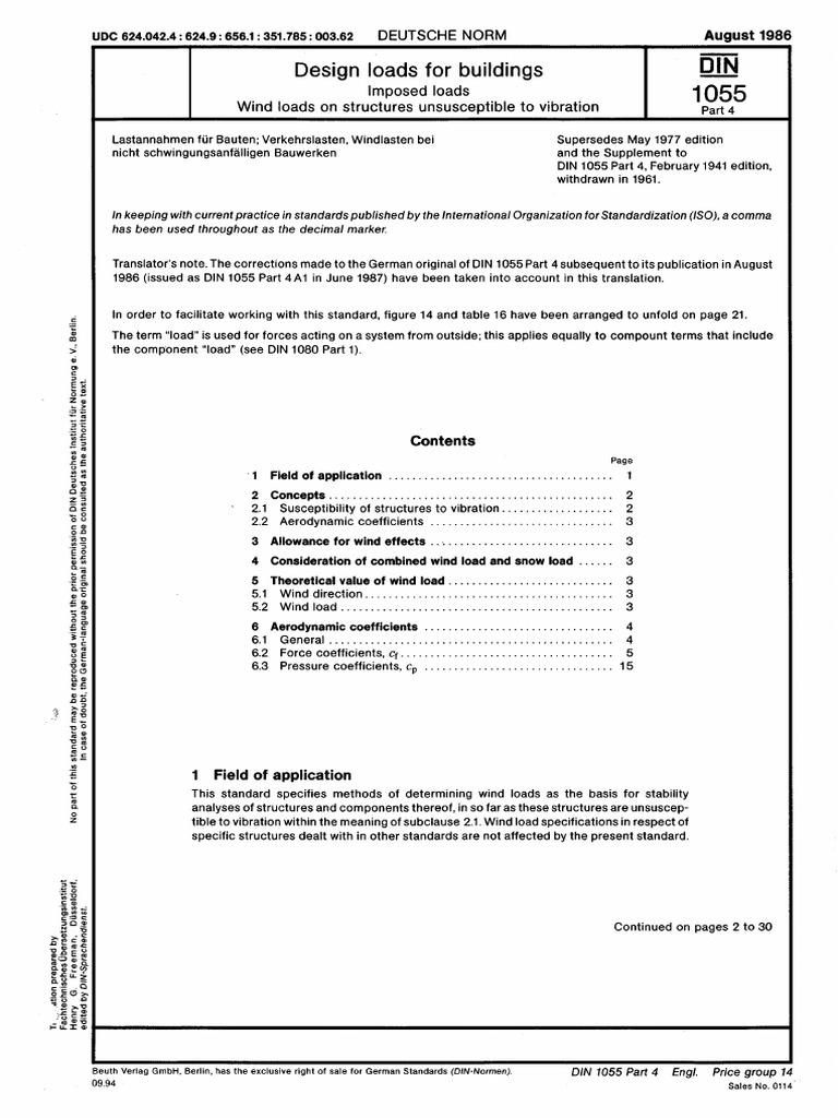 Din 1055-4 Wind Load 德国风荷载规范