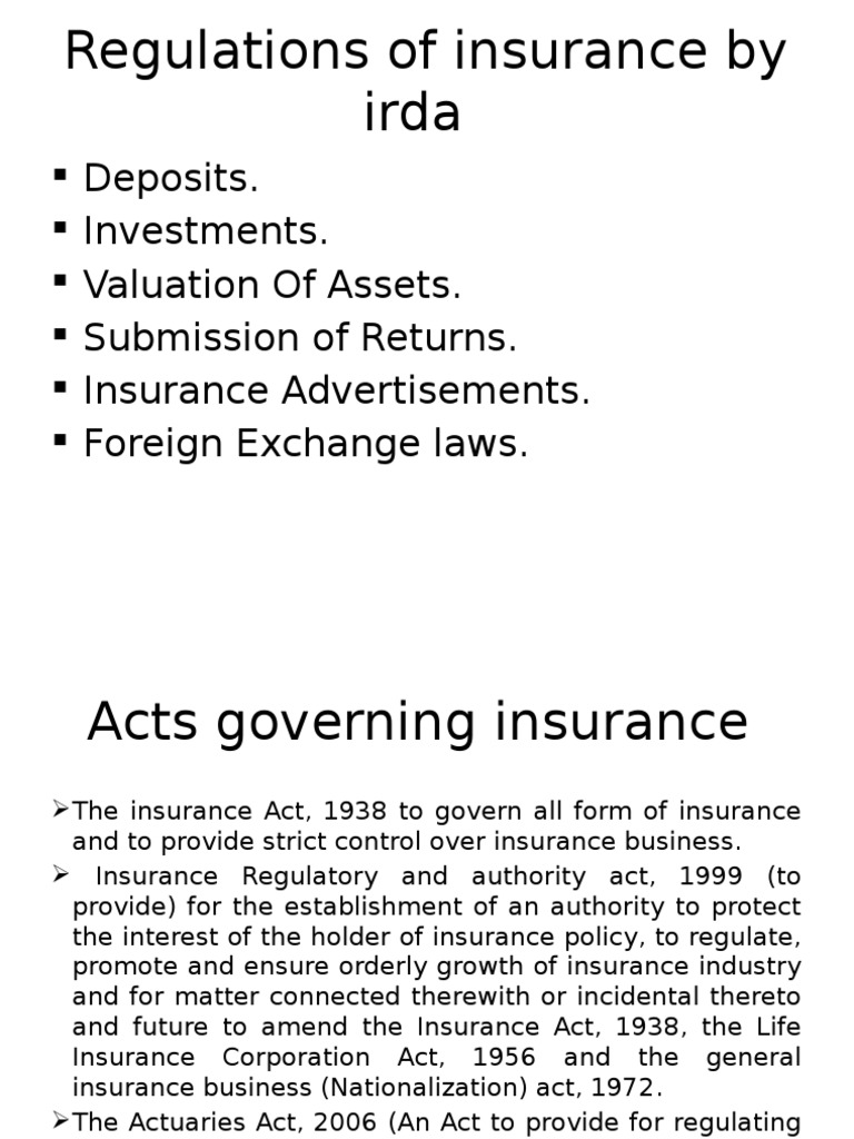 Deposits. Investments. Valuation of Assets. Submission of Returns