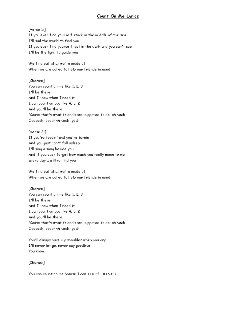 Fastest You Count On Me Lyrics