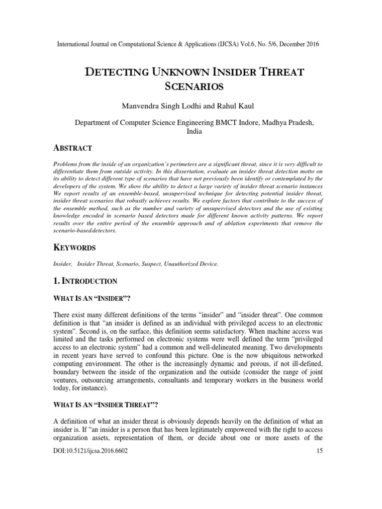 Detecting Unknown Insider Threat Scenarios | PDF
