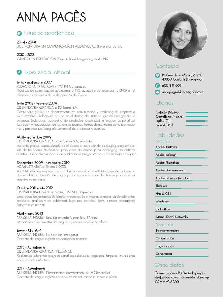 CV de Anna Pagès: Diseñadora Gráfica | PDF | Adobe Systems | Diseño gráfico
