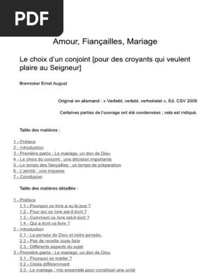 Amour Fiancailles Mariage Le Choix D Un Conjoint Pdf Pdf