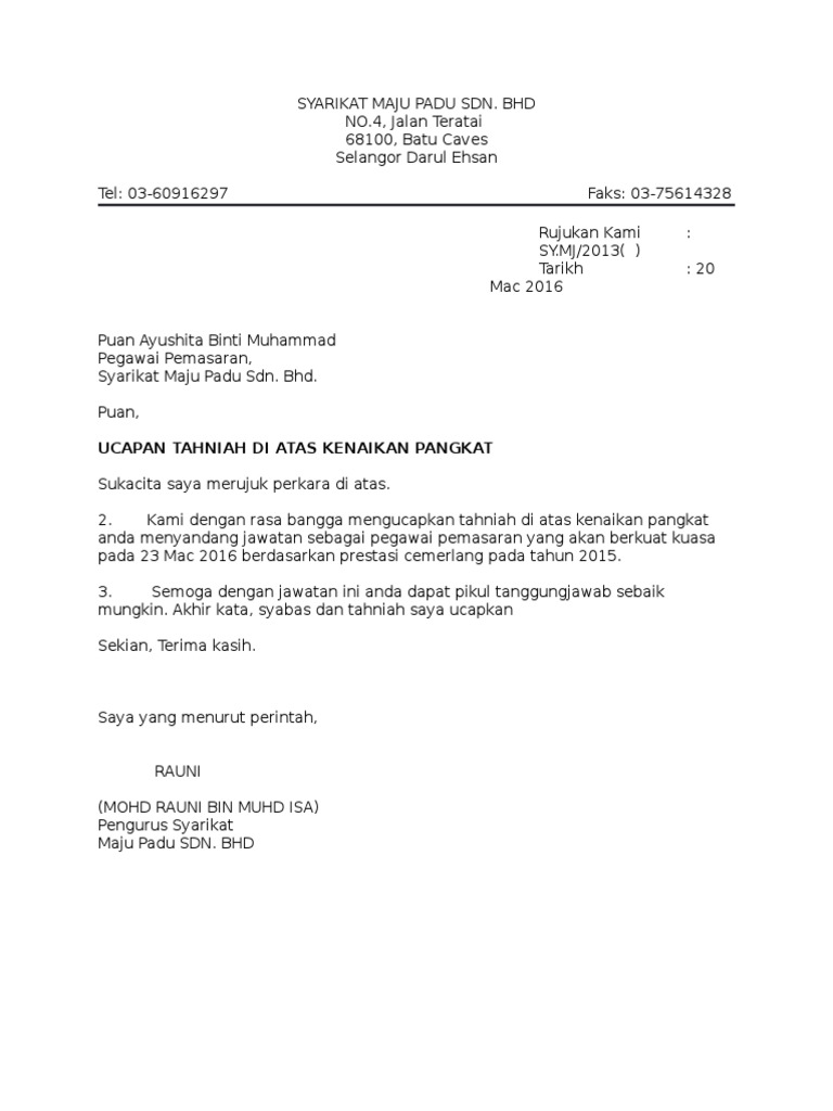 40 Trend Terbaru Surat Ucapan Tahniah Kenaikan Pangkat Doxs Wheel Gallery