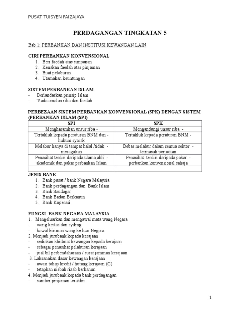 Perdagangan Tingkatan 5 Bab 1 Pdf