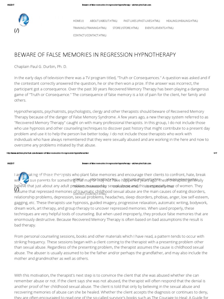 2 - Beware of False Memories in Regression Hypnotherapy ...
