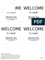 Welcome Welcome: To 3 Aktif! Teacher Azu To 3 Aktif! Teacher Azu