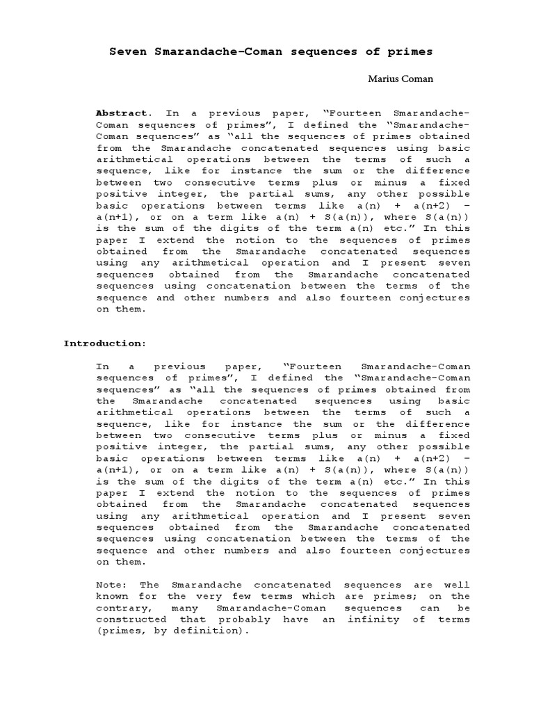 Prime Sequences for Math Enthusiasts | PDF | Prime Number | Sequence