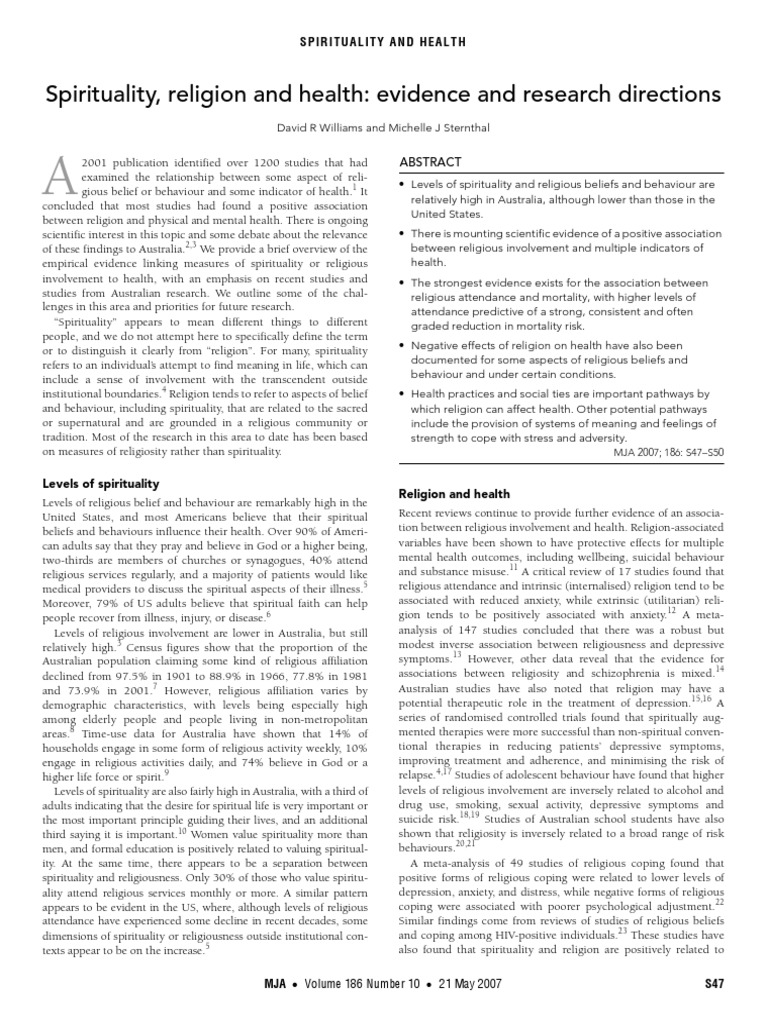 2007 Spirituality Religion and Williams | PDF | Spirituality | Major ...